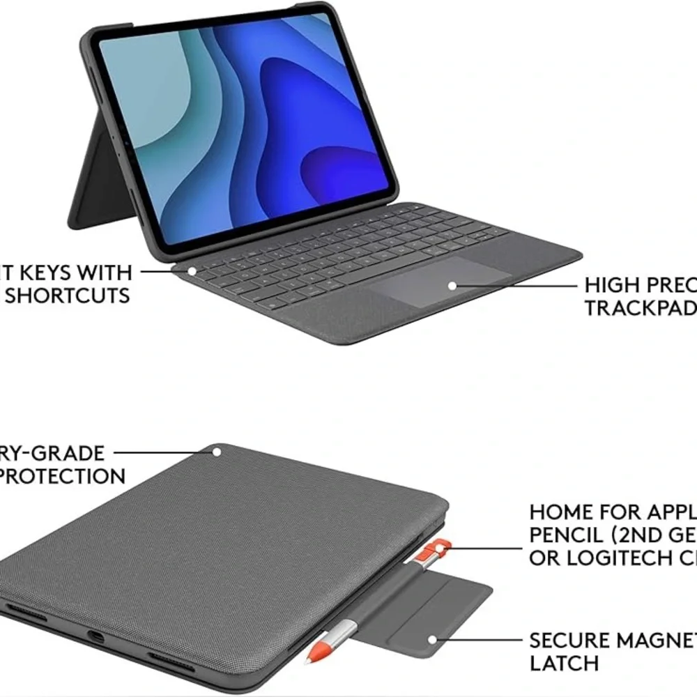 Logitec folio case for iPad Pro 11inch 2020 Tablet with Keyboard Case